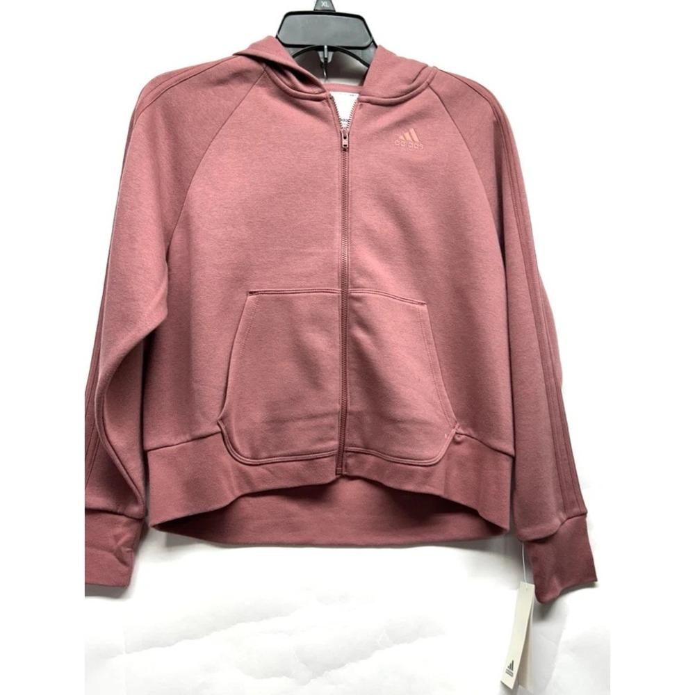 Adidas Girls XL (16) Red 645 Hooded Full Zip Jacket Hoodie NEW (F8)